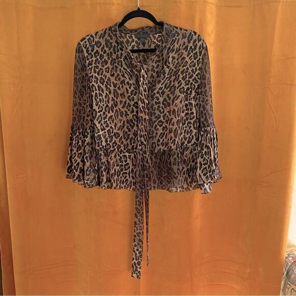 Saks Fifth Avenue Silk Leopard Print Blouse - Picture 3 of 6